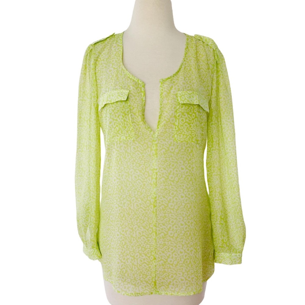 Banana Republic neon sheer blouse size XS